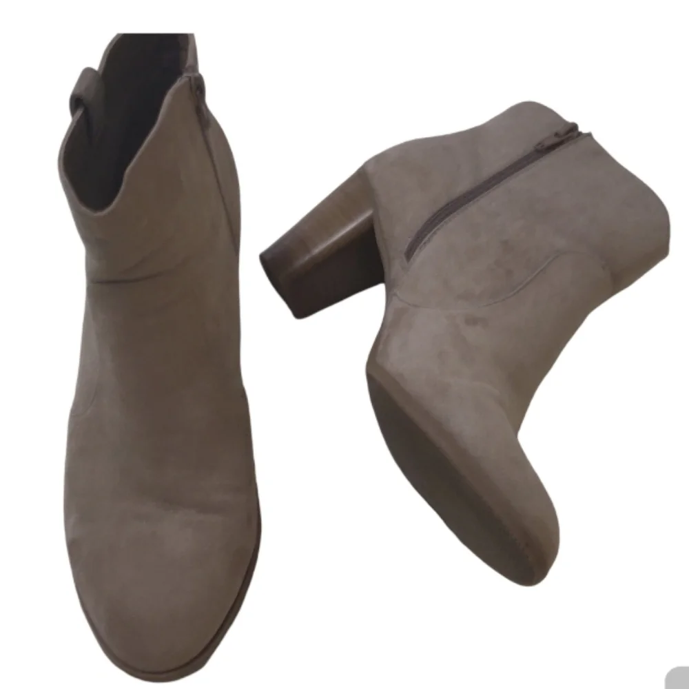 Taupe Faux Suede Booties.